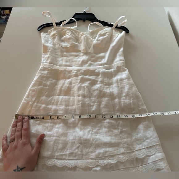 Reformation Arya Linen Mini Dress Bustier Lace White 6 Coquette Cottagecore - Picture 6 of 10